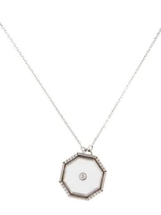L’atelier nawbar Jewelry - L’atelier Nawbar 9k diamond & glass hexagonal pendant necklace